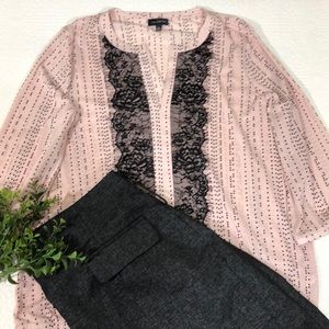 The Limited Polka Dotted Blouse with Lace Accents
